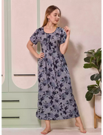 Alpine Floral Print Kurti Style Nighty With Pocket - Mangai Nighties