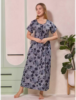 Alpine Floral Print Kurti Style Nighty With Pocket - Mangai Nighties