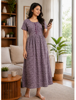 Abstract Print Alpine Pleated Kurti Style Nighty - Mangai Nighties