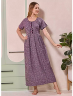 Abstract Print Alpine Pleated Kurti Style Nighty - Mangai Nighties
