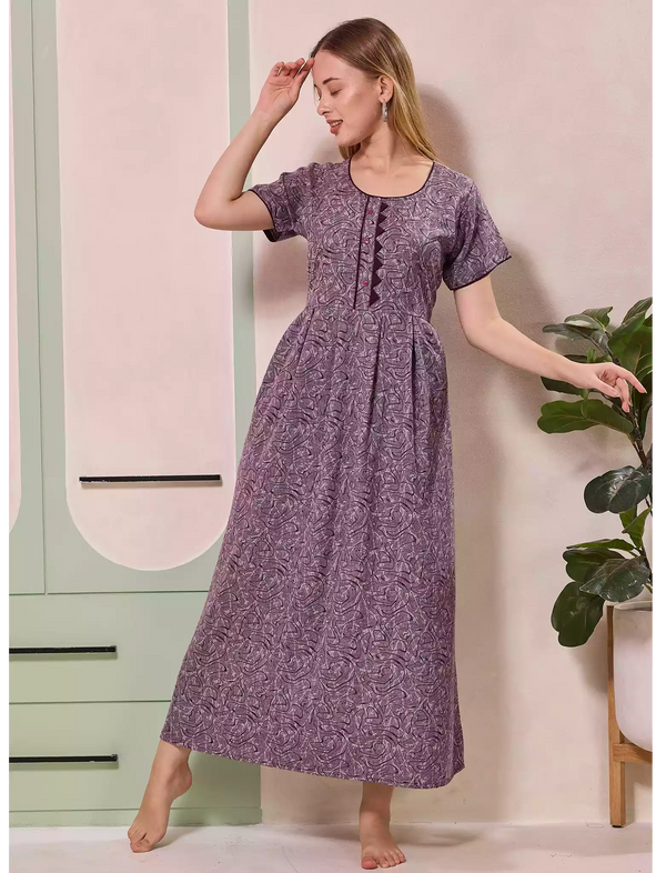 Lavender Alpine Kurti Style Dress- Mangai Nighties
