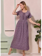 Abstract Print Alpine Pleated Kurti Style Nighty - Mangai Nighties
