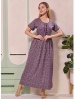 Abstract Print Alpine Pleated Kurti Style Nighty - Mangai Nighties