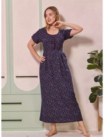 Tiny Floral Print Alpine Pleated Kurti Style Nighty - Mangai Nighties