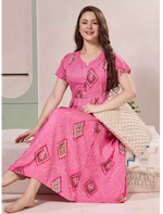 Diamond Print Alpine Pleated Kurti Style Nighty - Mangai Nighties