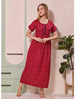 Tiny Floral Print Alpine Pleated Kurti Style Nighty - Mangai Nighties
