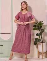 Abstract Print Alpine Pleated Kurti Style Nighty - Mangai Nighties