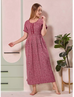 Abstract Print Alpine Pleated Kurti Style Nighty - Mangai Nighties