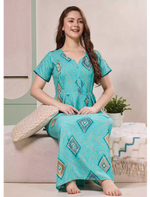 Diamond Print Alpine Pleated Kurti Style Nighty - Mangai Nighties