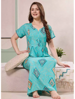 Diamond Print Alpine Pleated Kurti Style Nighty - Mangai Nighties
