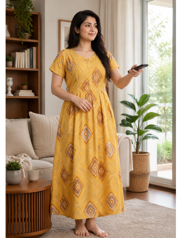Yellow Alpine Kurti Style – Mangai nighties