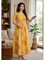 Diamond Print Alpine Pleated Kurti Style Nighty - Mangai Nighties