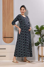Rayon Feeding Maternity Long Frock - Mangai Nighties 