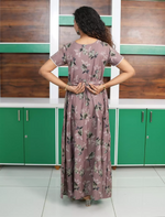 Alpine Floral Print Petal Sleeve 3 Layer Full Frock - Mangai Nighties