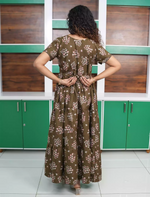 Alpine Floral Print Back Tie Full Frock - Mangai Nighties