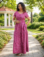 Alpine 3 Layer Petal Sleeve Full Frock - Mangai Nighties