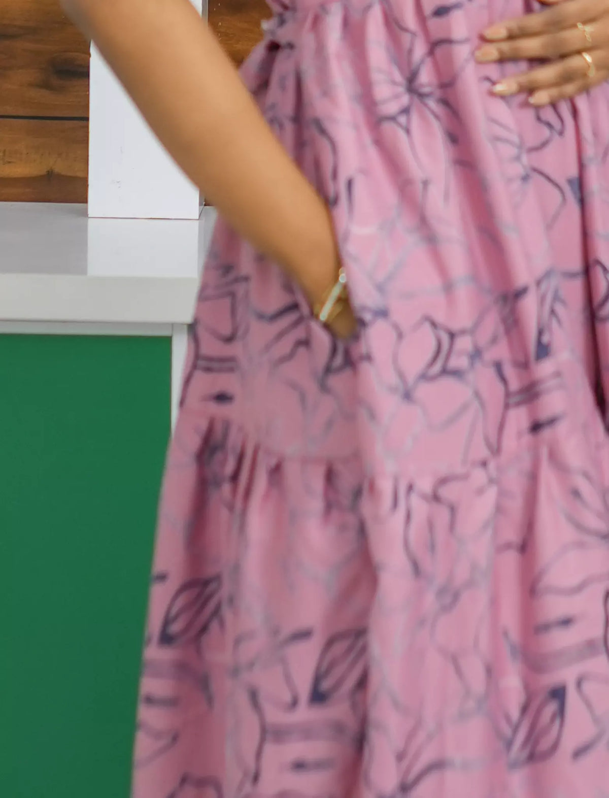 Alpine Floral Print 3 Layer Flared Full Frock with Side Pocket - Mangai Nighties