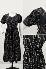 Rayon Abstract Print Long Frock with Pleated Sleeve| Mangai Nighties