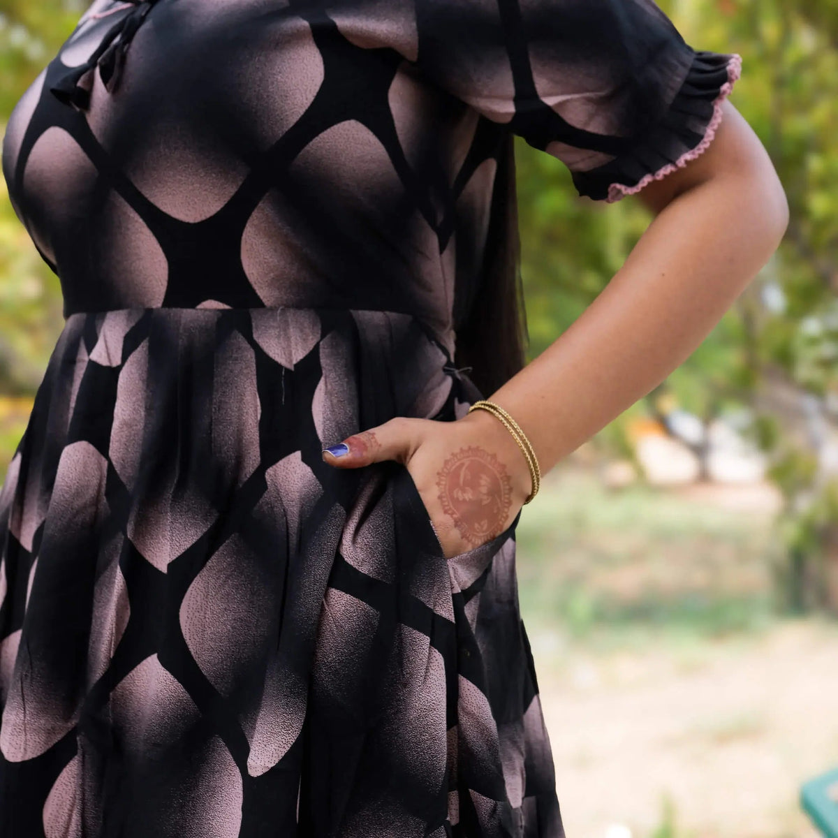 Rayon long frock with side pockets - Mangai Nighties 