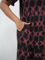 Maroon Printed Rayon Maxi Frock with Side Pocket - Mangai Nighties 