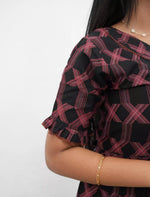 Maroon Rayon Layered Long Frock with Frilled Sleeves - Mangai Nighties 