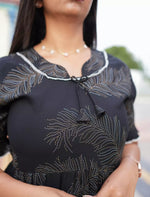 Bow Collar Black Lounge Frock with Tie Back - Mangai Nighties 