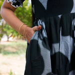 Black Floral Fancy Frock with Side Pocket - Mangai Nighties 
