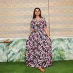 Rayon Floral Long Flared Frock - Mangai Nighties 