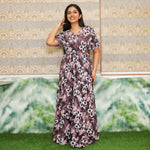 Brown Flared Long Frock Side view - Mangai Nighties 