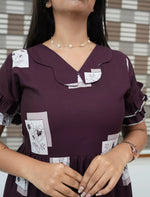 Butterfly Collar Brown Lounge Frock with Tie Back - Mangai Nighties 