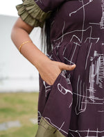 Coffee Brown Long Frock Back Tie Rope & Side Pocket - Mangai Nighties 