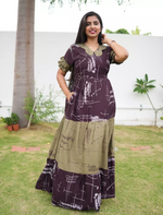 Coffee brown Rayon Frock Butterfly V Neck Tie Rope for women - Mangai Nighties 