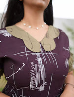 Coffee brown Rayon Frock Butterfly V Neck Lounge Wear - Mangai Nighties 