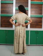 Cream Rayon Maxi Frock Back Tie Rope Side Pocket - Mangai Nighties 
