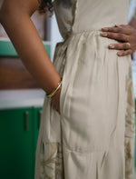Cream Printed Rayon Maxi Frock with Side Pocket - Mangai Nighties 