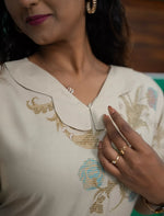 Butterfly Collar Cream Lounge Frock with Tie Back - Mangai Nighties 