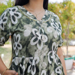 Rayon Frilled Sleeve Frock Zoom Neck View - Mangai Nighties 