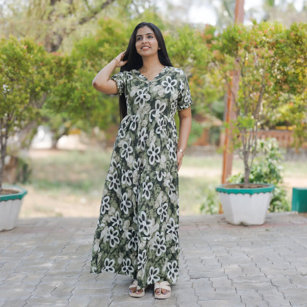 Rayon Flared Full Frock Layered Model Mangai Nighties 