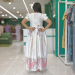 Ivory long rayon dress with adjustable back tie - Mangai Nighties 
