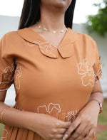 Butterfly Collar Mustard Brown Lounge Frock with Tie Back - Mangai Nighties