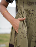 Olive Greeen Printed Rayon Maxi Frock with Side Pocket - Mangai Nighties 