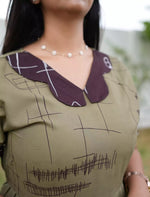 Butterfly Collar Olive green Lounge Frock with Tie Back - Mangai Nighties 