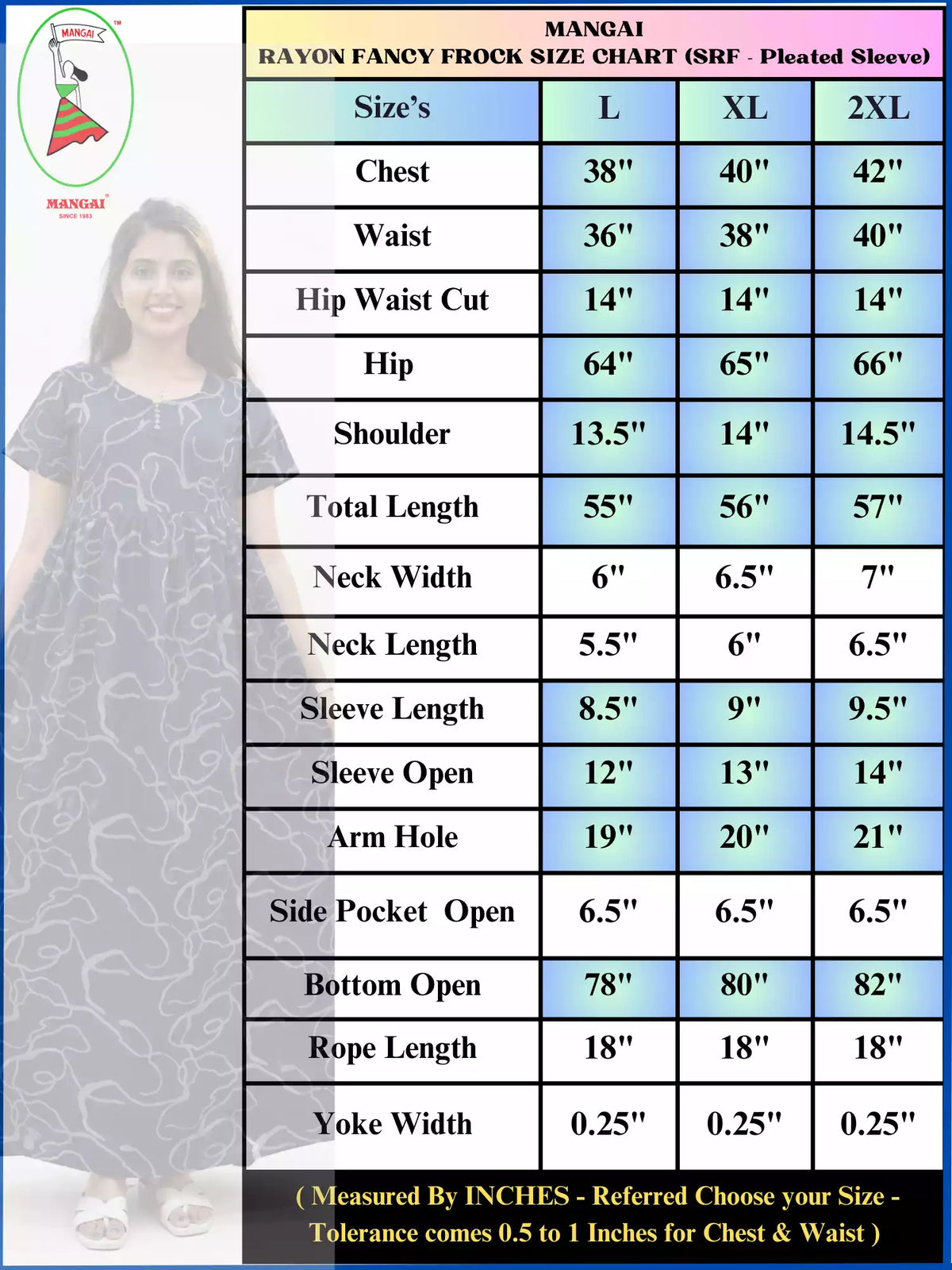 Rayon Check Print Long Frock with Side Pocket| Mangai Nighties