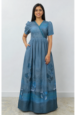 Rayon Floral Print Long Frock with Lace Neck | Mangai Nighties