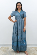 Rayon Floral Print Long Frock with Lace Neck | Mangai Nighties