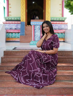 Green Rayon Gathering Frock with Adjustable Front Rope, Puff Sleeves & Side Pocket - Mangai Nighties