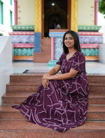 Green Rayon Gathering Frock with Adjustable Front Rope, Puff Sleeves & Side Pocket - Mangai Nighties
