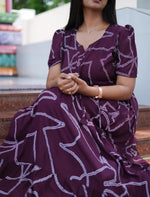 Green Rayon Gathering Frock with Adjustable Front Rope, Puff Sleeves & Side Pocket - Mangai Nighties