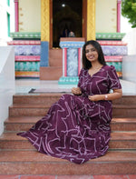 Green Rayon Gathering Frock with Adjustable Front Rope, Puff Sleeves & Side Pocket - Mangai Nighties