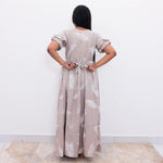Beige Rayon Maxi Frock Back Tie Rope Side Pocket - Mangai Nighties 